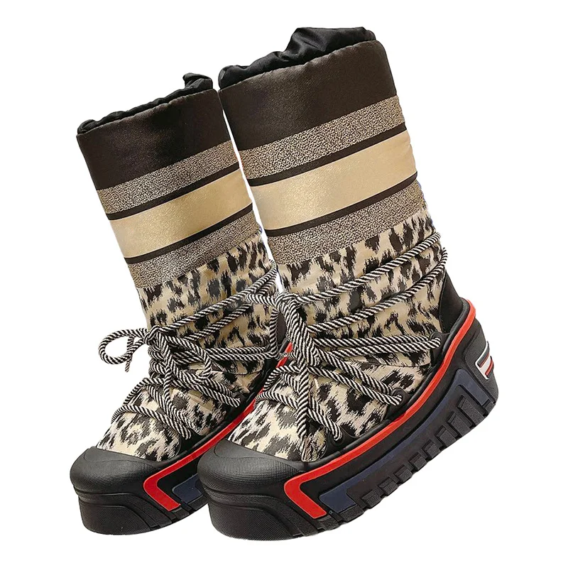 

Women Snow Boots Winter 2023 New Embroidery Letter Upper Platform Design Height Increasing Print Short Boots Warmth Female Shoes