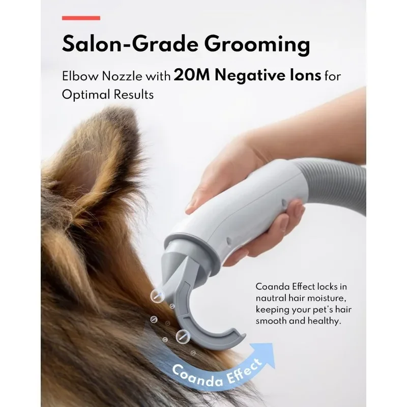 HomeRunPet Ultra Quiet Dog Blow Dryer High-Velocity Hair Dryer with 99 Speed 3 Temperature Settings, 6.5ft Long Hose LED Display