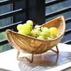 Rattan Fruit Bowl Tray for Coffee Table Woven Sundries Basket Rattan Fruit Tray Crecent Shape Basket Plastic Rattan Egg Basket 1