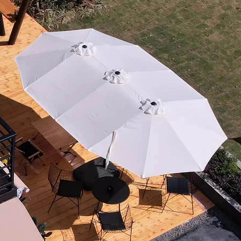200x380cm rectangle 3 roofs iron Umbrella garden outdoor furniture sun umbrella patio parasol Cabana centre pole ( no base )