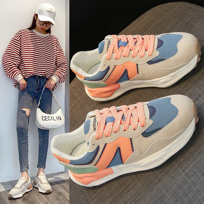 2022 New Platform Sneakers Fashion Breathable Soft Leather Shoes for Woman Casual Lace-up Designer Sneakers Female High Quality