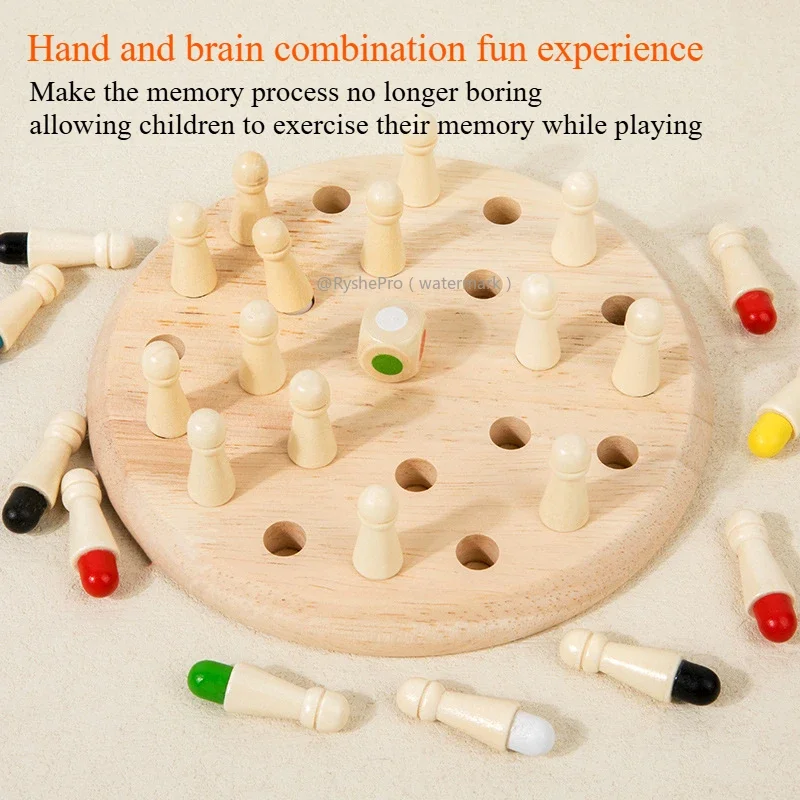 Wooden Memory Chess Matching Game Family Board Games for Kids and Adults Montessori Preschool Learning Educational Toy