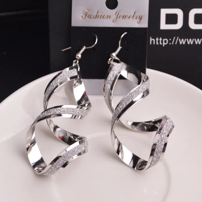 Punk Gold Silver Color Metal Spiral Earrings For Women Long Wave Dangle Drop Earings Statement Jewelry dangle earrings drop earrings long earrings