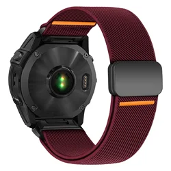 Elastic Nylon Strap with Parachute Buckle - Quickfit Band, 20mm, 22mm, 26mm - Fenix 5 5Plus (Red B)