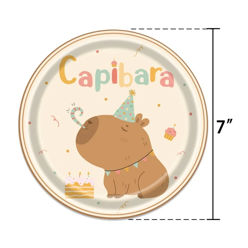Capybara-Geburtstagsdekorationsset, Ballon, Geschirr, Teller, Tasse, Geschenktüte, Kuchendekoration, alles Gute zum Geburtstag, Capybara-Mädchen-Thema, Partygeschenke – Detail 10