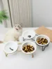 1 Set Elevated Ceramic Cat Bowls 1 Set Non-Slip Ceramic Cat Food And Water Bowls With Iron Bracket, Elevated Tilted Cat Feeder