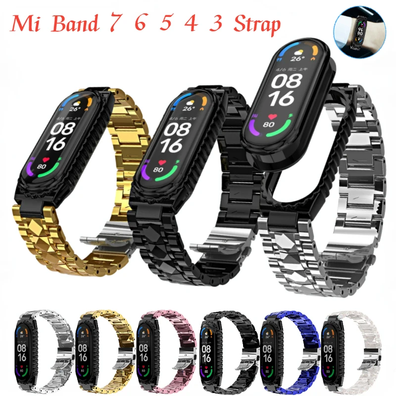 

Glacier Strap For Xiaomi Mi Band 7 6 5 4 3 Metal smart replacement Mi band 6 5 sports bracelet wristband For Mi band 4 3 Correa