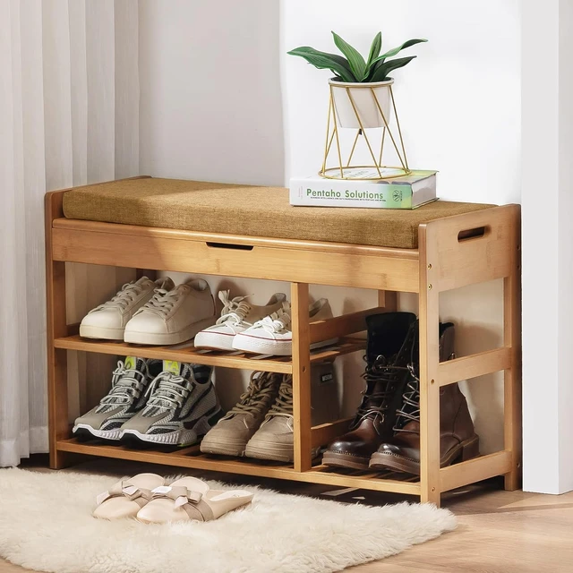 Shoe Storage Bench, Entryway Bench with Lift Top Storage Box, Shoe Organizer  for Entryway with Cushion, 2-Tier Shoe Organizer f - AliExpress