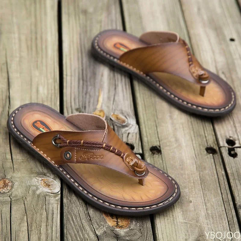 【MODERNIF】Oud leather flip flops Olukai UI Womens Sz 8 Red & Brown Leather Strappy Slip On