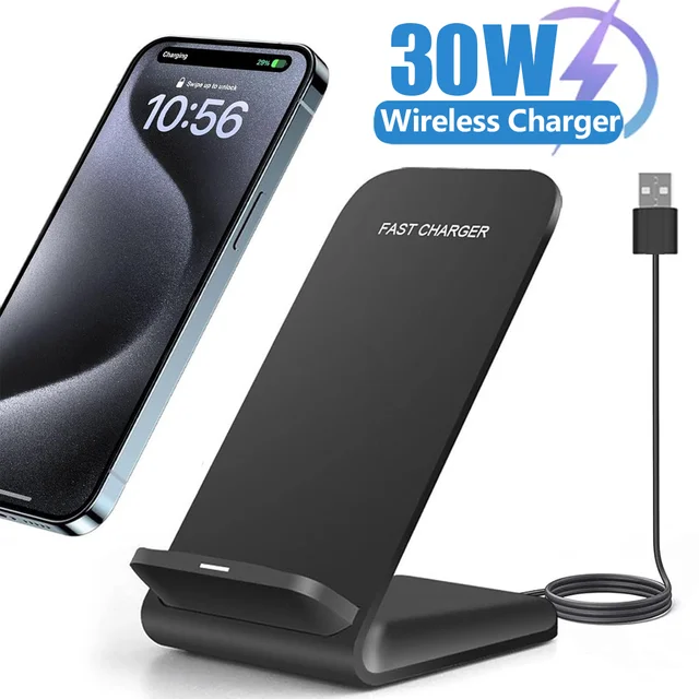Support de chargeur sans fil pour iPhone, 15, 14, 13, 12 Pro, Poly 8, X, XS Max, Samsung, Xiaomi, induction, charge rapide, station S6, 30W 1