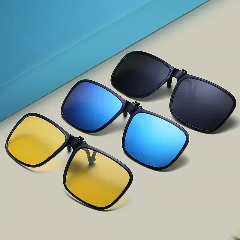 Polarized Flip Up Clip on Sunglasses for Driving Dark UV400 Photochromic Anti Glare Lens Myopia Sun Glasses Car Driver 2