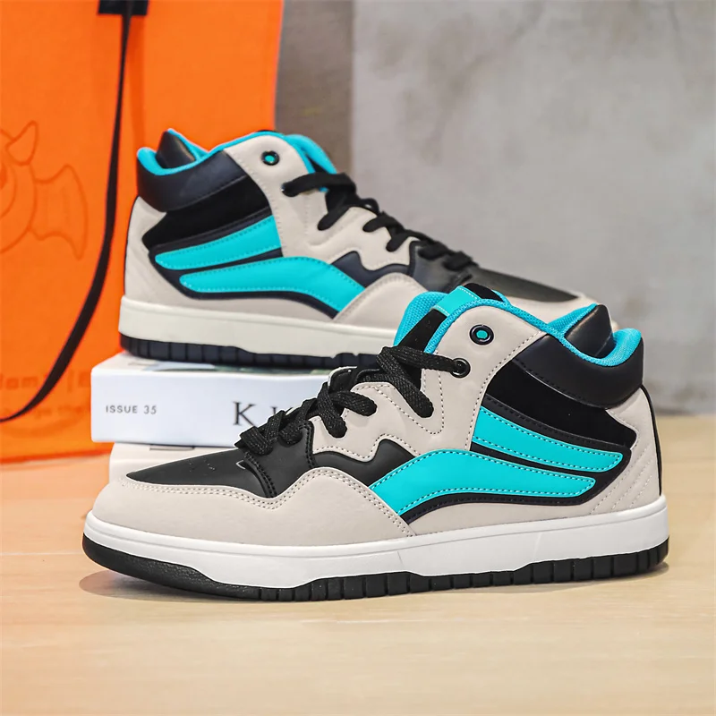 Brand Men's Women's High Top Leather Sneakers Comfortable Non-slip Basketball Shoes Casual Sport Tennis Shoes Couple Sneakers