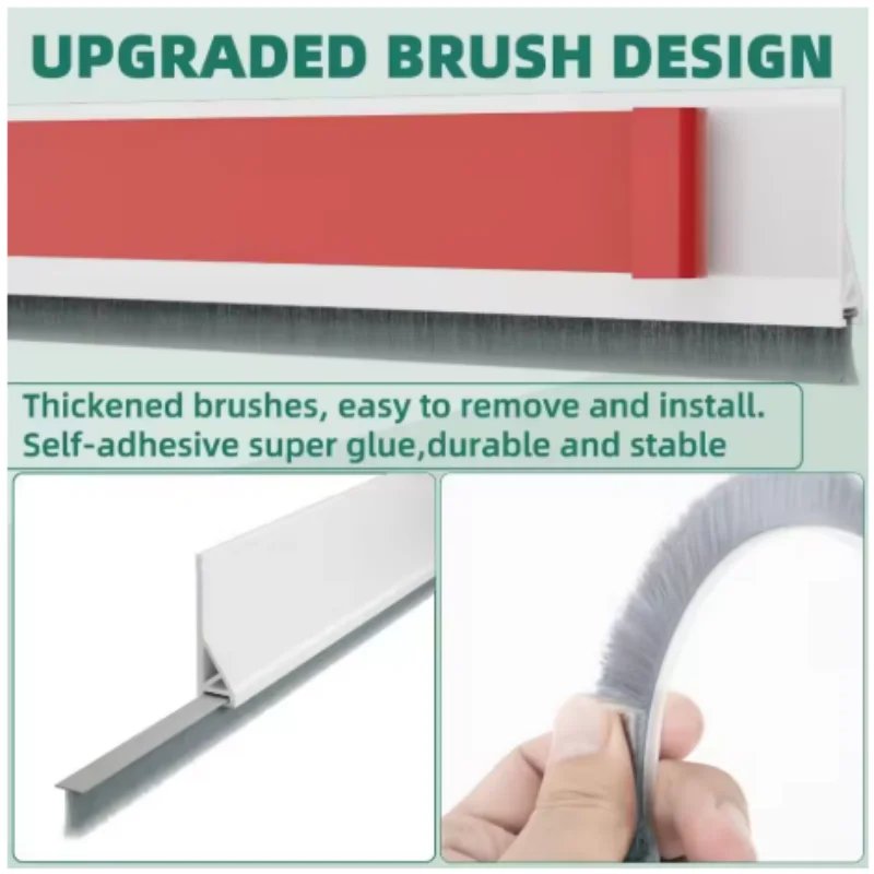 Silicone Door Seal Strip with Brush Design - Self-Adhesive Dust Blocker and Gap Filler (1 Meter)
