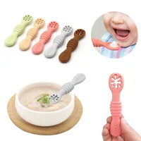 Baby Spoon Fork Set Food Grade Silicone Sticky Spoon Children Cutlery Training Spoon Feeding Tableware Soft Kitchen Accessories 1
