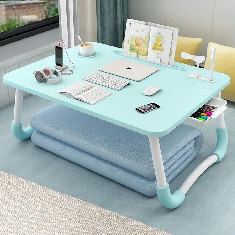 Scrivania pieghevole per laptop, divano letto, tavolo per computer, scrivania portatile per studenti, tavolo per apprendimento con slot, porta libri, cassetto USB - immagine 5