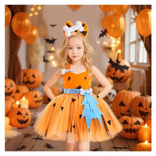 Halloween Bambina Vestito Zucca Donna Costume Cosplay Nativo Per