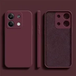 Soft TPU Liquid Silicone Plain Rubber Protector Case Cover for Redmi Note13 4G (Plum red)