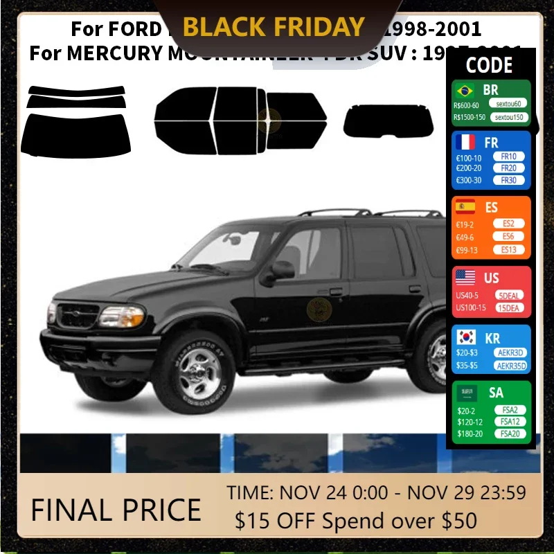 

Precut nanoceramics car UV Window Tint Kit Automotive Window Film For FORD EXPLORER 4 DR SUV 1998-2001