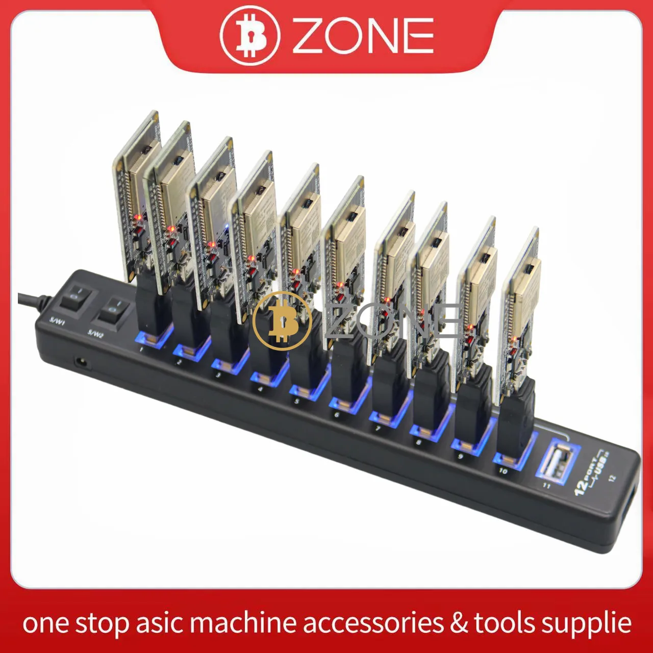 10PCS Bitcoin NerdMiner V2 55KH/S*10 Miner Hub BTC Lottery Miner Station With 20W 10 Port Solo Miner Charger Hub 550HK/S 1