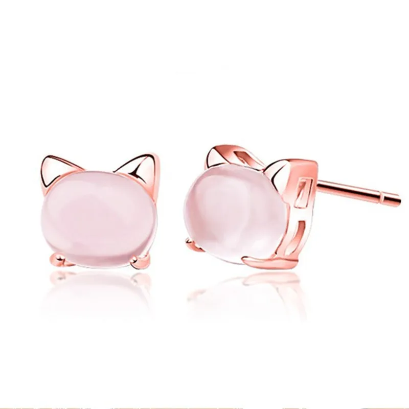 100% 925 Sterling Silver Origin Strawberry Quartz Stud Orecchino Per Le Donne Aros Mujer Oreja Natural Strawberry Quartz Gemstone