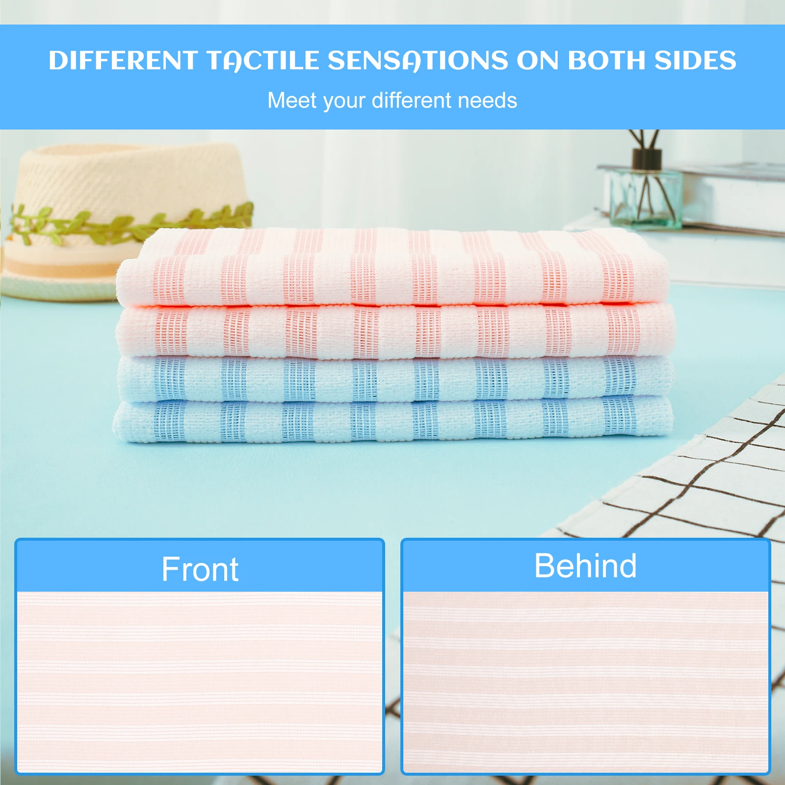 Rubbing Washcloth Exfoliating Washcloth Skin Exfoliating Cloth Shower Scrubber Exfoliating Scrubber Exfoliating Shower Scrubber 4Pcs Japanese Rubbing Washcloth