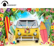

Allenjoy Summer Holiday Party Bus Background Aloha Sea Beach Baby Shower Floral Birthday Banner Event Decor Photozone Backdrop