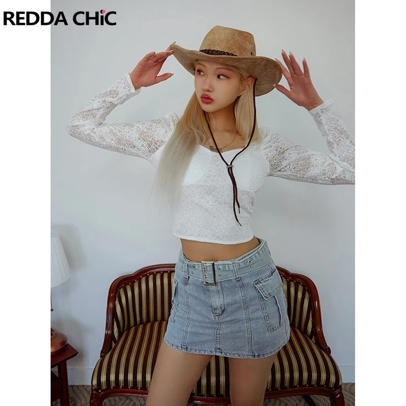 

Юбка-карго REDDACHiC женская с поясом, пикантная облегающая мини-юбка из денима с карманами и завышенной талией, Клубная одежда Y2k