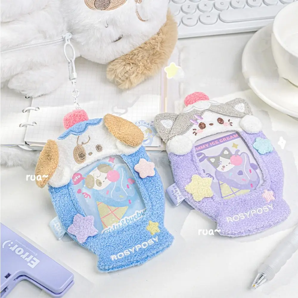 

Cartoon Animal Photocard Holder Cute Kpop Idol Cat Bus Card Holder Card Sleeve Dog Plush Kpop Photocard Holder Outdoor