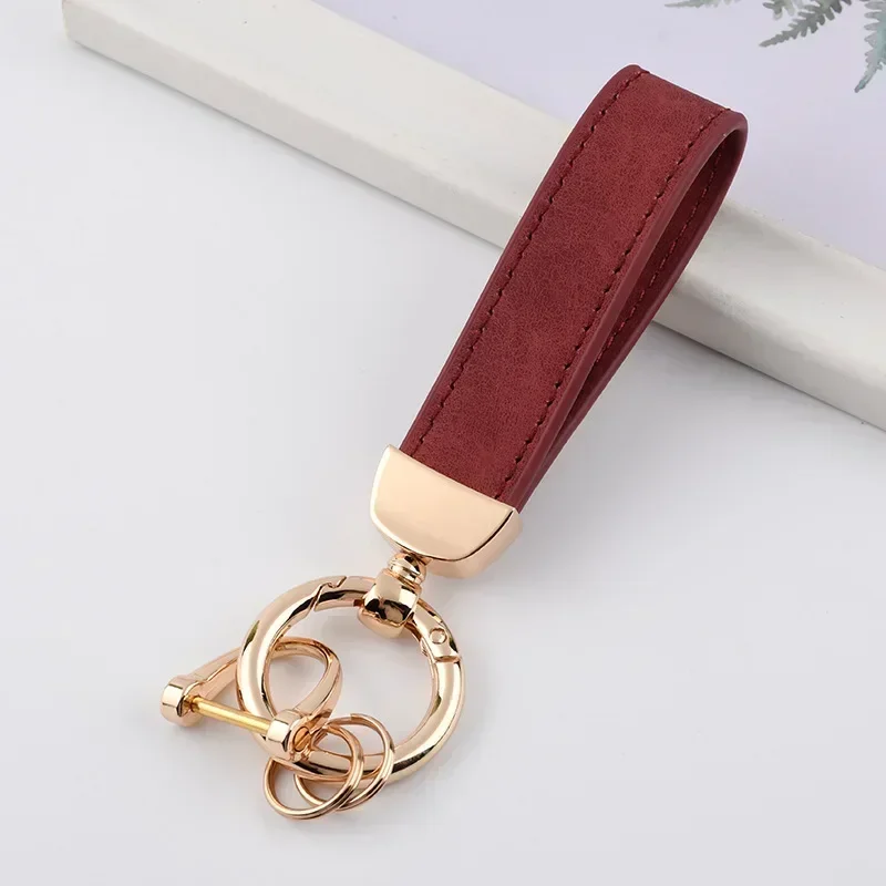Leather keychain Laser Engrave Nubuck Leather Keychain for Men and Women Retro Vintage Personalized Keyring Car Key Chain Gift