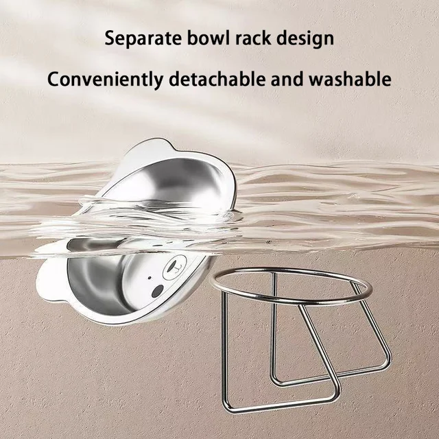Cat Bowl 304 Stainless Steel Raised Cat Food Bowl Slanted Neck Guard Unbreakable Drinking Water Bowl Supplies For Puppy Cat 2