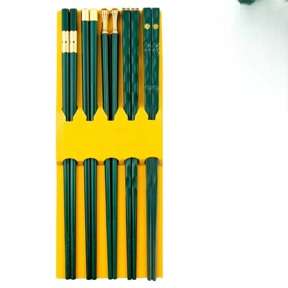 Finger Chopsticks Non Slip Wooden Sushi Led Chopsticks 5pcs Alloy Do Not Mold Household Set