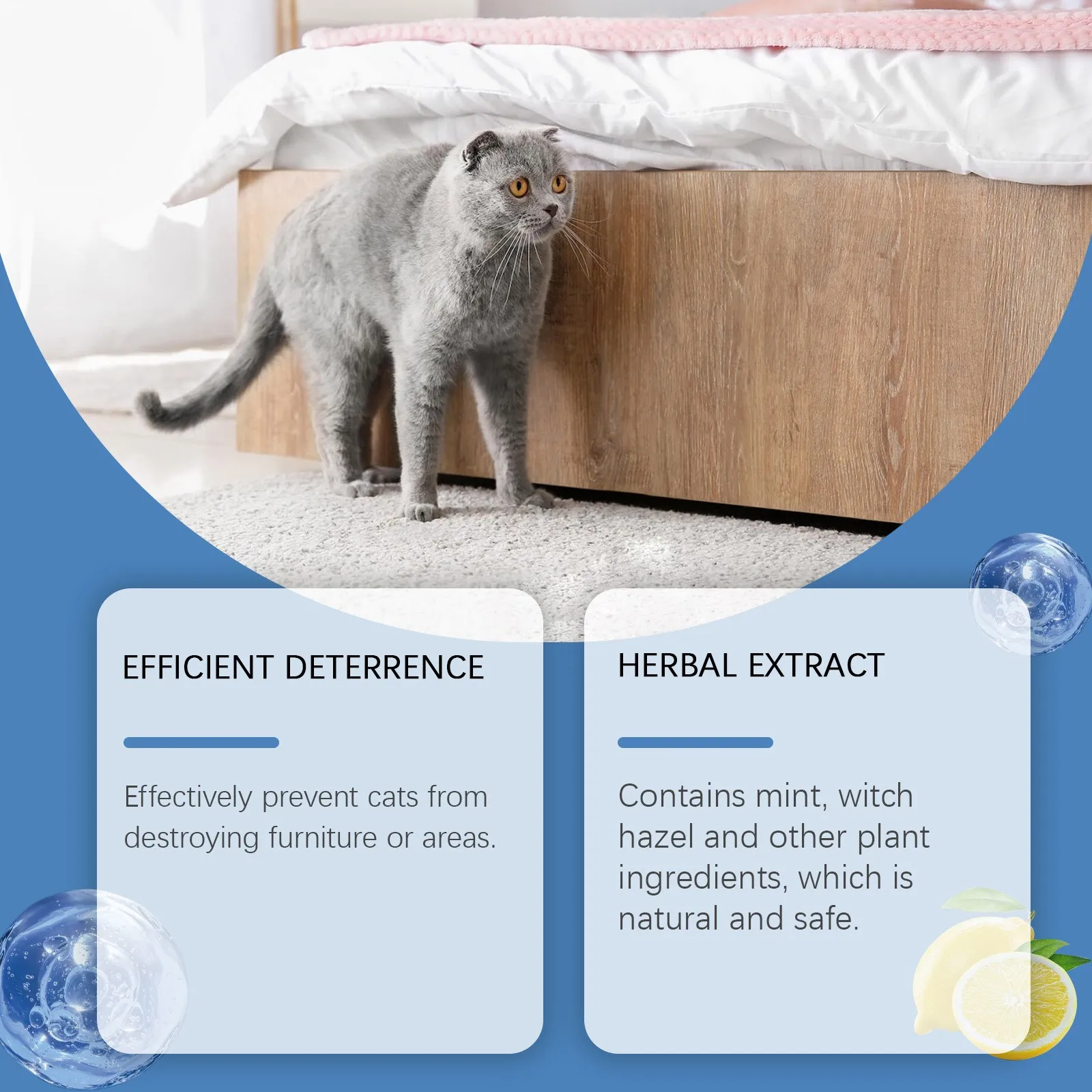 100ml Cats Deterrent Spray Natural Plant Formula Furniture Bed Scratching Sofa Protector Fresh Scent Non Irritating Pet Product