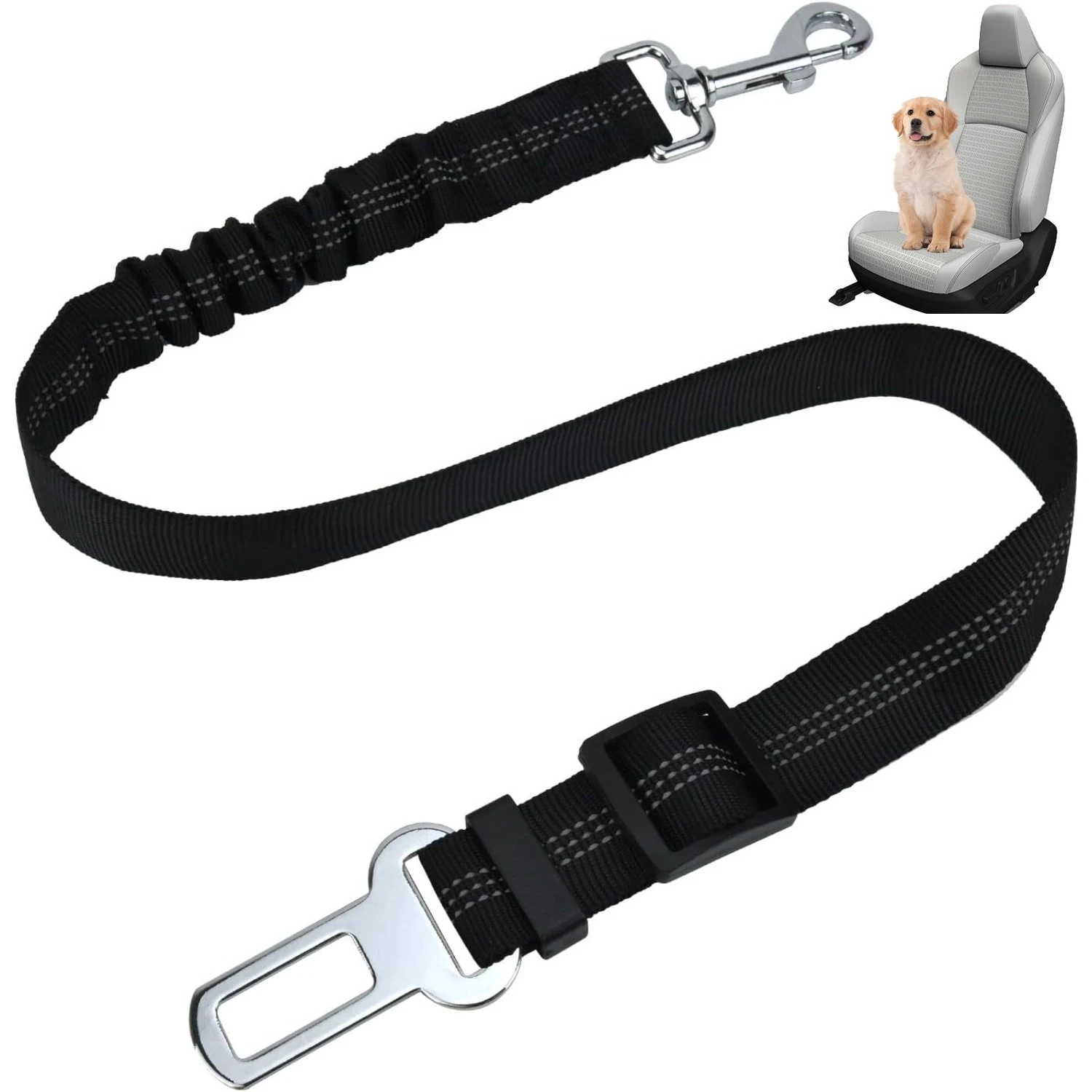 Dog Safety Car Seat Belt Damping Belt Reflective Line Adjustable Length for dog seat belt dog leash pet seat belt Dog Leash Safety For Traveling Driving Supplies 1PC
