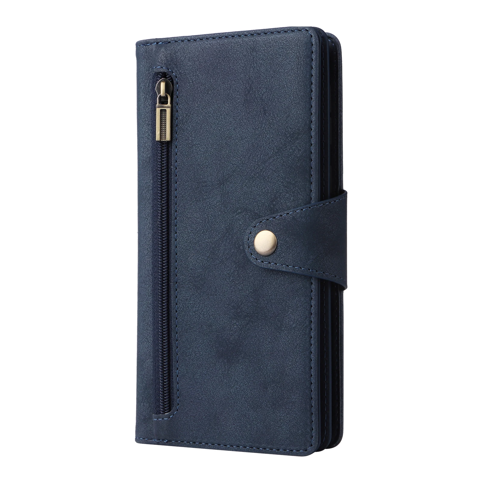 Premium Multi-Card Zipper Kickstand Magnetic Flip Leather Wallet Case