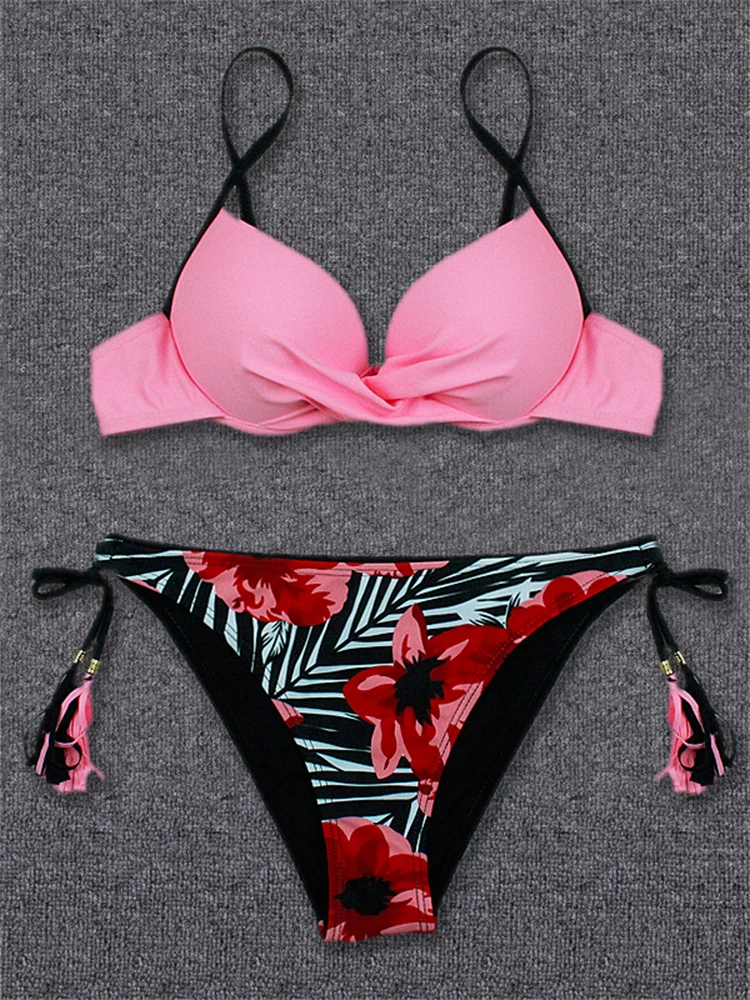 Sexy Bikini Push Up Women Swimsuit 2023 New Solid Stripe Bikinis Set Swimwear Summer Brazilian Beach Bathing Suit Female Biquini