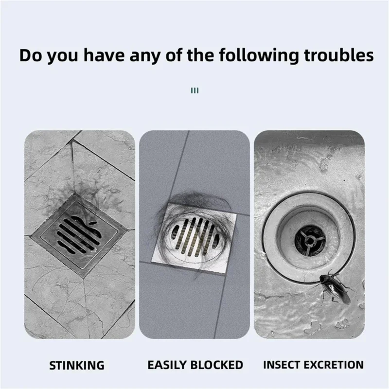 Floor Drain Cover Hair Catcher Bathroom Floor Drain Deodorizer Insect-proof Cover Deodorizing Silica Gel Pad Sewer Seal and Odor Prevention