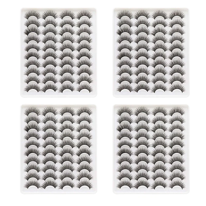 

80 Pairs 3D Chemical Fiber Lashes Natural False Eyelashes Dramatic Volume Fake Lashes Makeup Extension Eyelashes