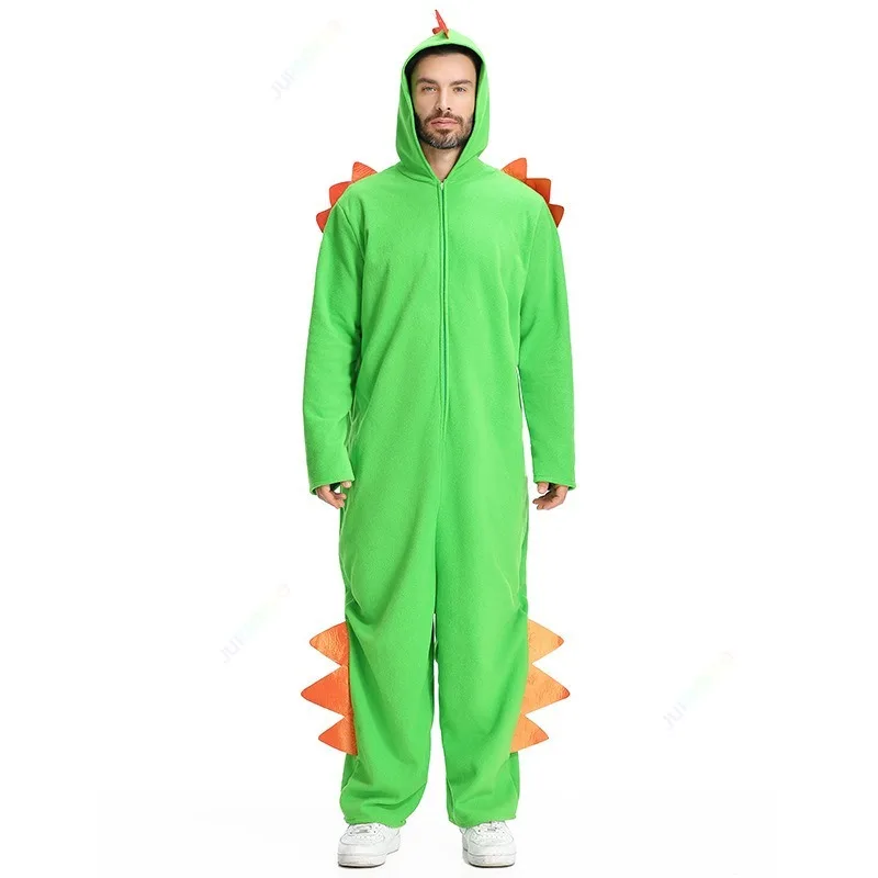 

New Models High Quality Adult Men and Women Cute Green Big Tailed Dinosaur Cosplay Costume Pajamas Carnival Party Costumes