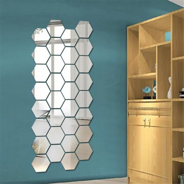 6/12pc 3D Mirror Wall Stickers Hexagon Shape Vinyl Removable Wall Sticker Decal DIY Home Decoration Art Mirror Ornaments Paredes