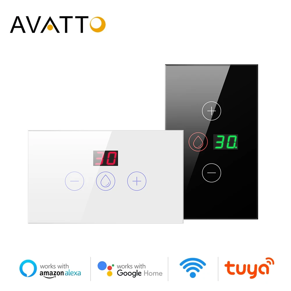 AVATTO WiFi Boiler Switch,4400W EU/US Standard Smart Water Heater Switch,Tuya Smart Life App Control work with Alexa Google home