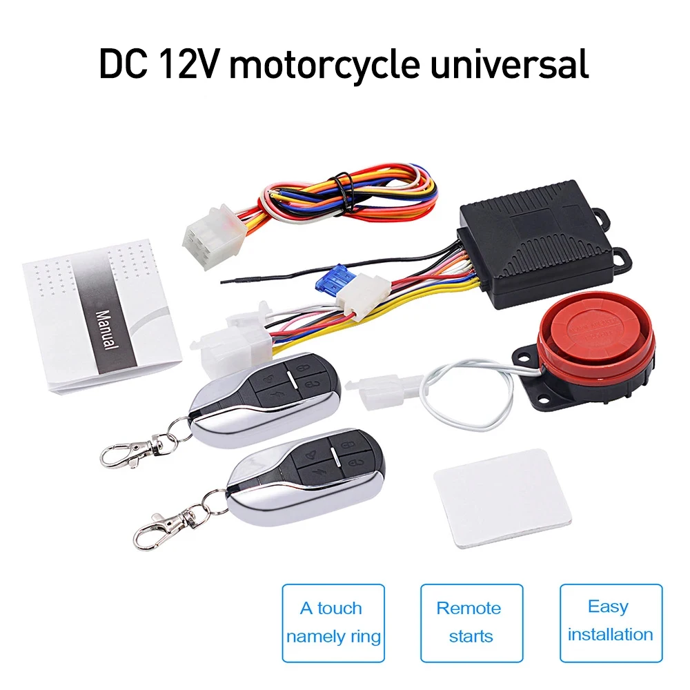 Motorcycle Alarm for Motorcycle Bike Anti-Theft Alarm System Wireless Remote Control Bicycle Security 125dB Electric Car Burglar Anti-cut Thread