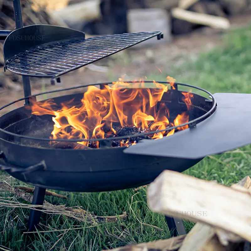 Modern Iron Art Fires Pit For Outdoor Heaters Charcoal Brazier Multifunctional Portable Household Courtyard Barbecue Grill Stove