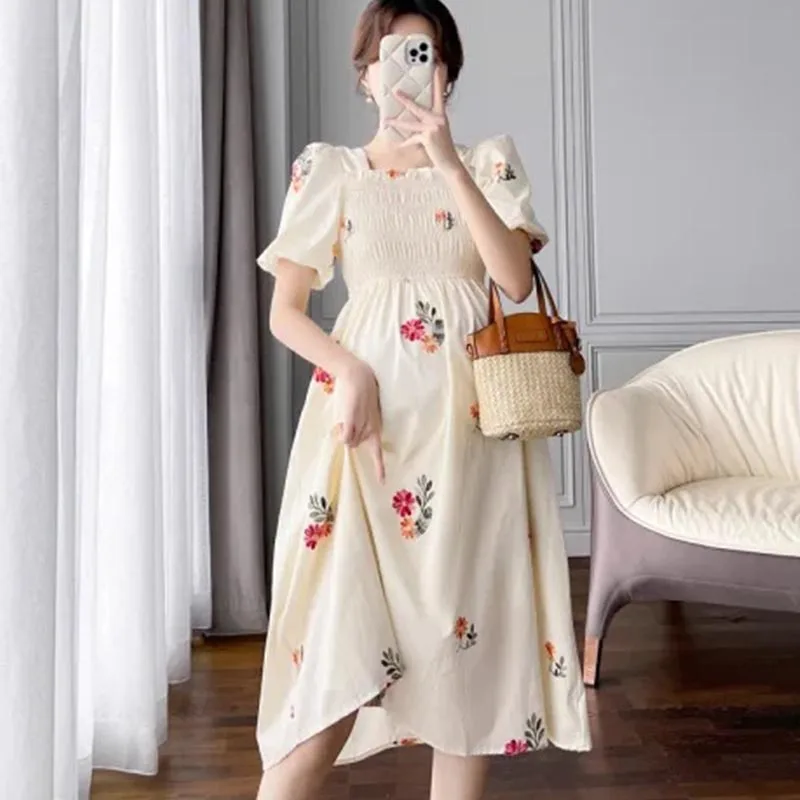 white christmas dresses Lace Patched Tulle Cute Maternity Dress For Baby Shower main image 0