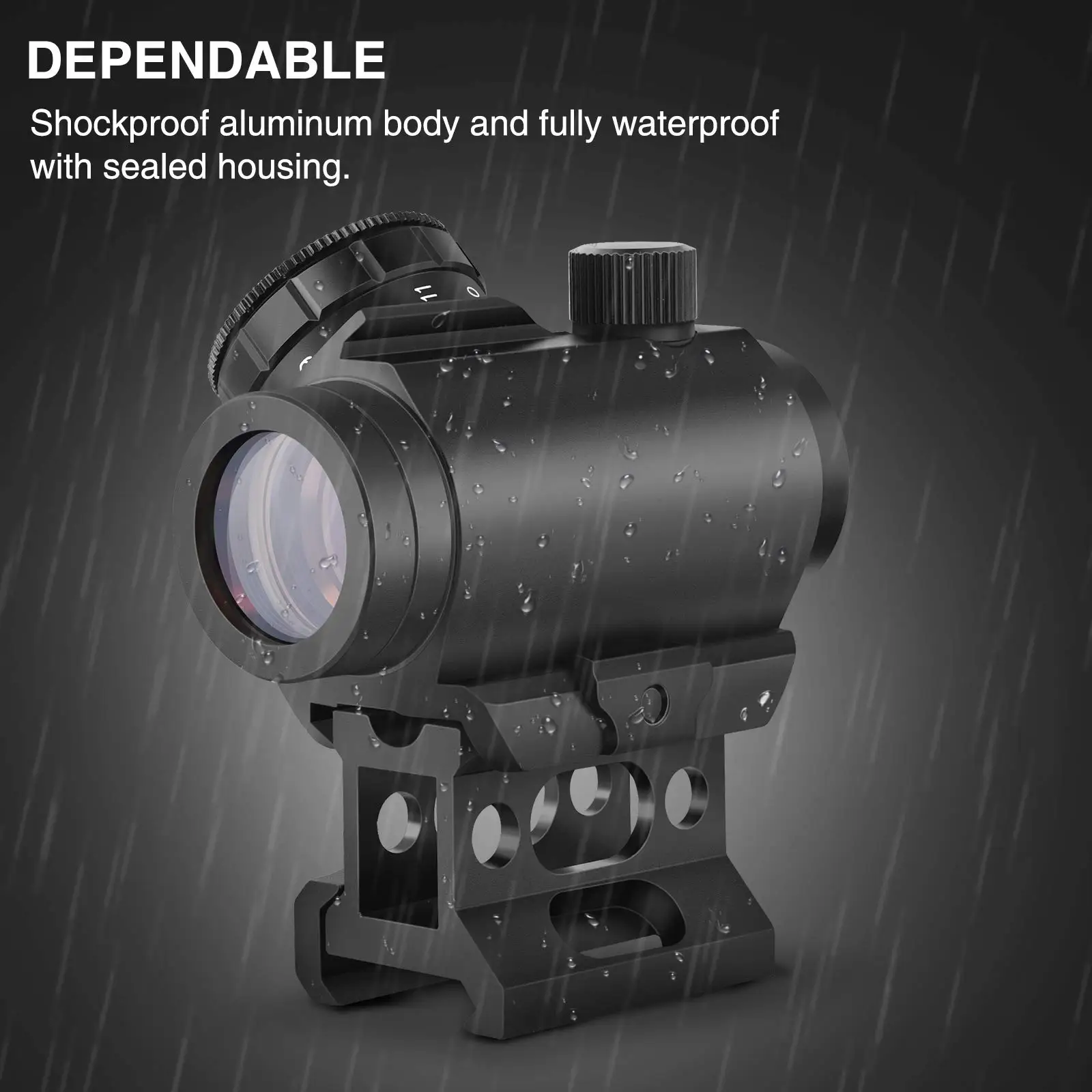 MidTen Riflescope 1x25mm 2MOA Red Dot Sight Waterproof Shockproof Fog-Proof with 1 inch Riser Mount Alumin