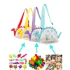Fashion Colorful Mesh Beach Bag Sea for Kids Dinosaur Sea Shell Bag Beach Toys Storage Bag Adjustable Small Mesh Bag with Zipper 3