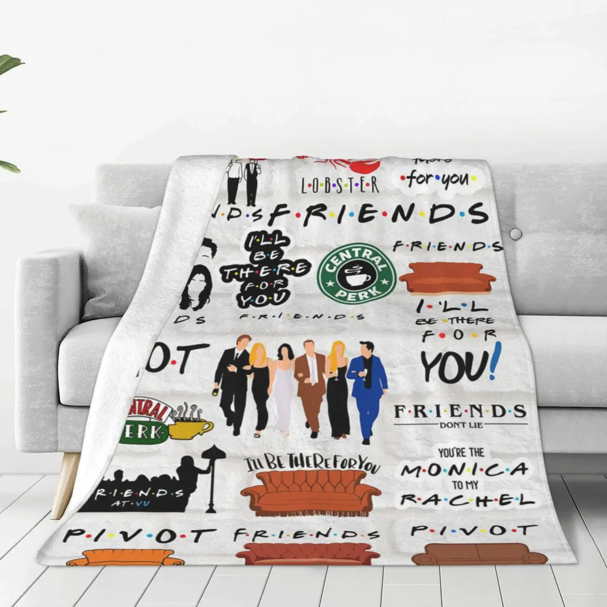 

Friends Central Perk TV Blankets Flannel Cartoon Lightweight Throw Blanket for Bedding Couch Bed Rug