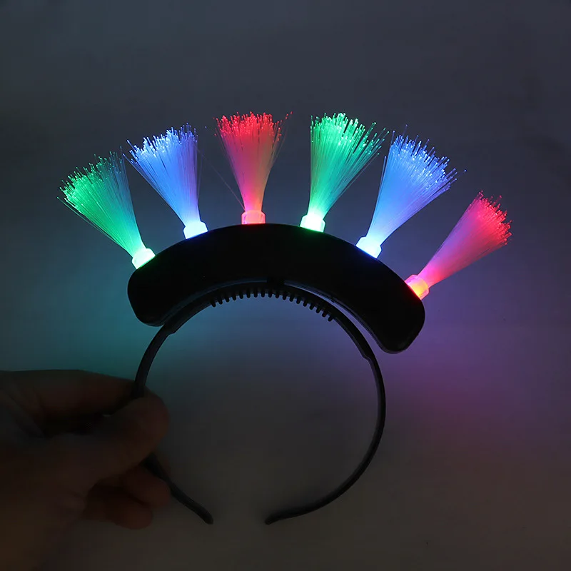 

10pcs Kids Adult Women Men LED Fiber Optic Headband Flashing Hair Hoop Light Up Glow Party Christmas navidad