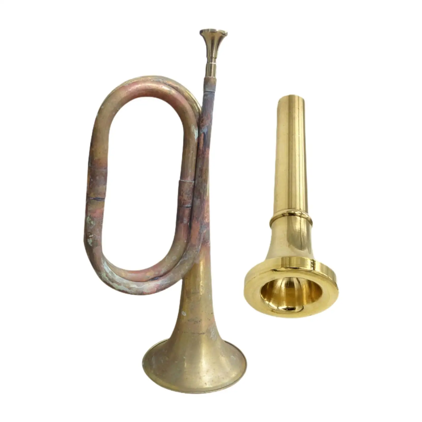 Blowing Bugle Cavalry Trumpet C Bugle Classic Mini Brass Instrument Marching for Stage Performance Adults Children Kids