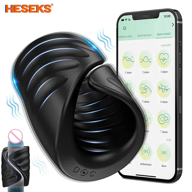HESEKS Penis Training Vibrator with APP Control Male Masturbator Sex Toys Glans Trainer Cock Ring For Men HESEKS Penis Training Vibrator with APP Control Male Masturbator Sex Toys Glans Trainer Cock Ring For