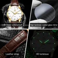 OLEVS-Montre à Quartz de Marque de Luxe pour Homme, Décontractée, à la Mode, pour Cadeaux, en Cuir Respirant, Étanche, Lumineuse 5